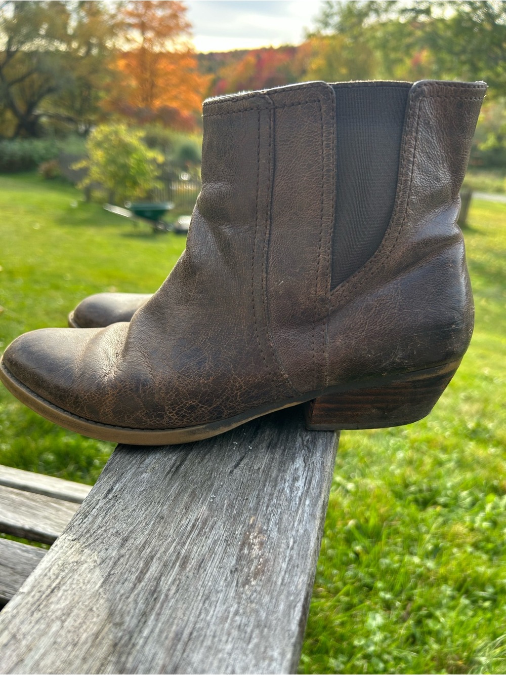 Nine West Brown Leather Chelsea Ankle Boots